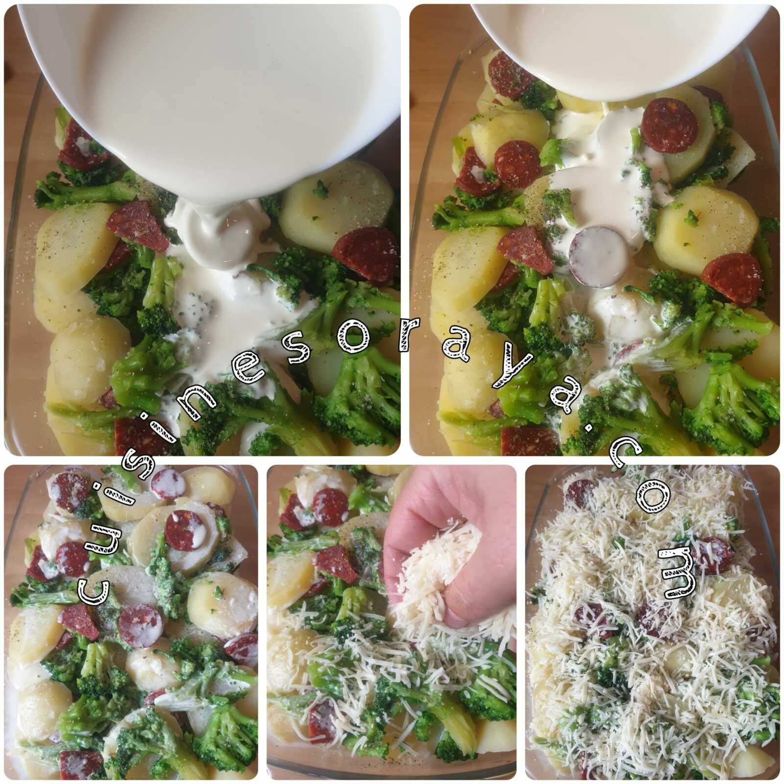 Gratin pomme de terre au chorizo et brocoli