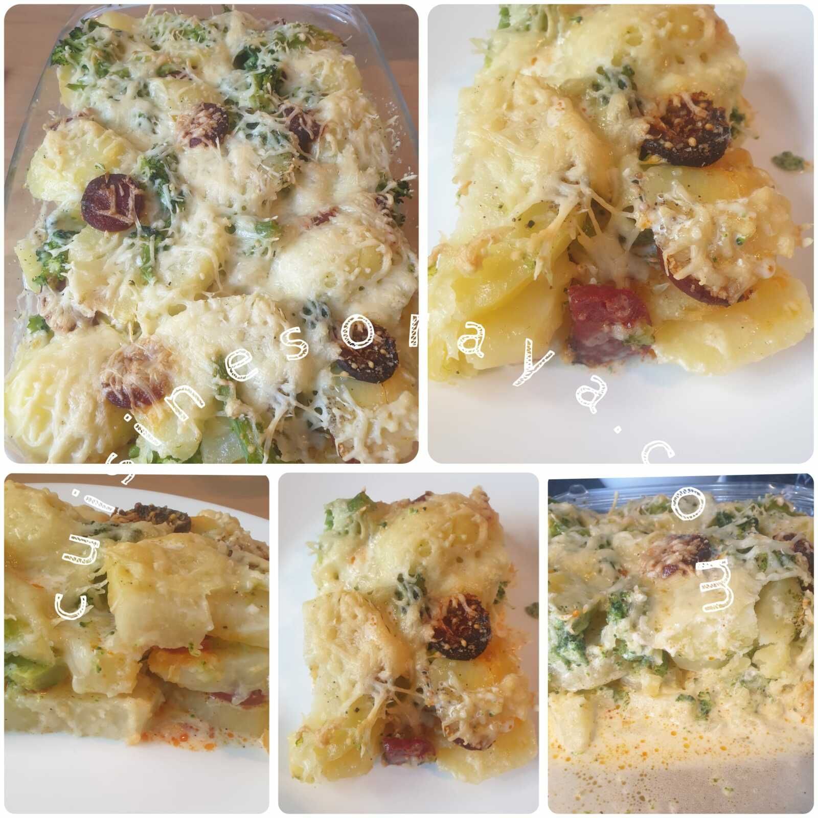 Gratin pomme de terre au chorizo et brocoli