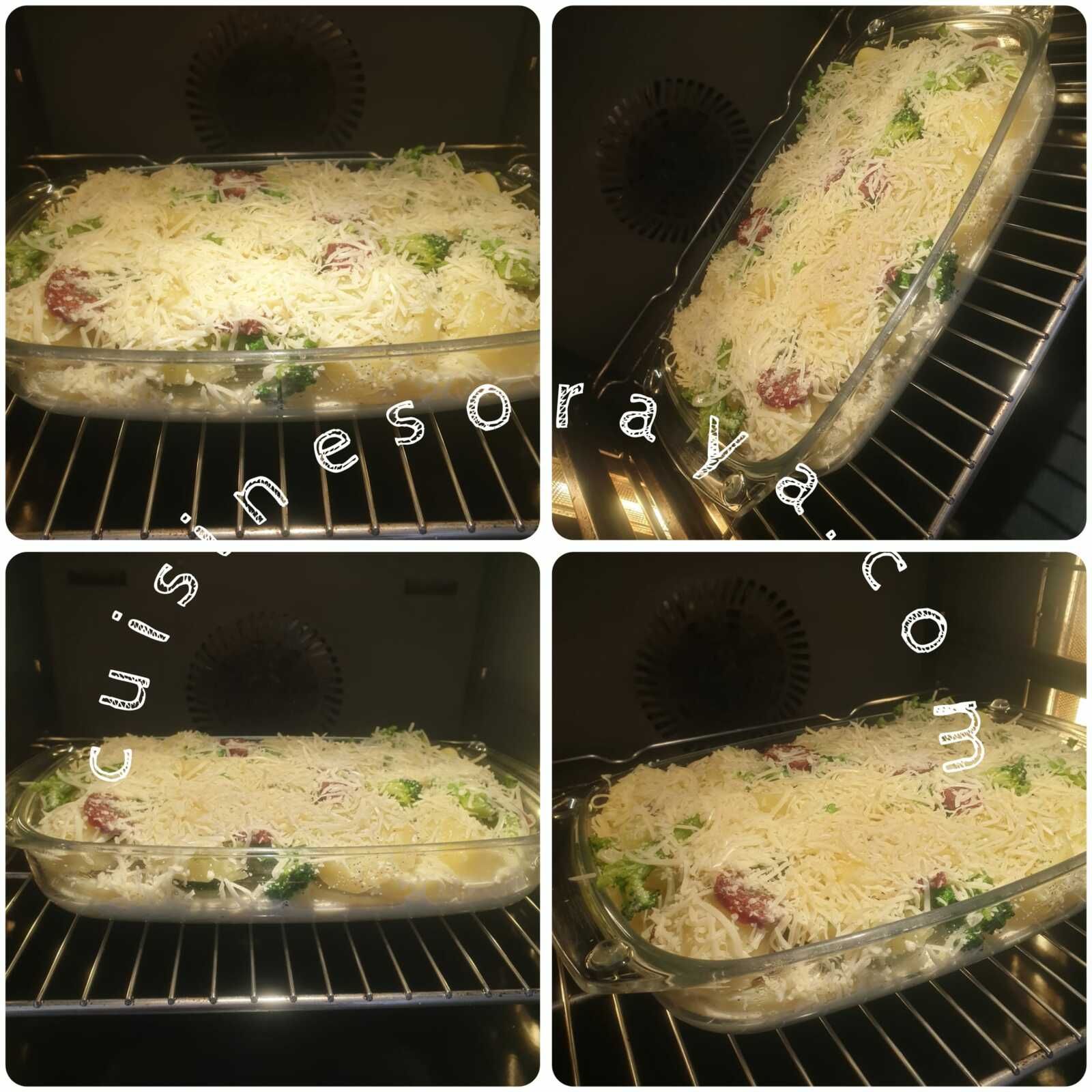 Gratin pomme de terre au chorizo et brocoli