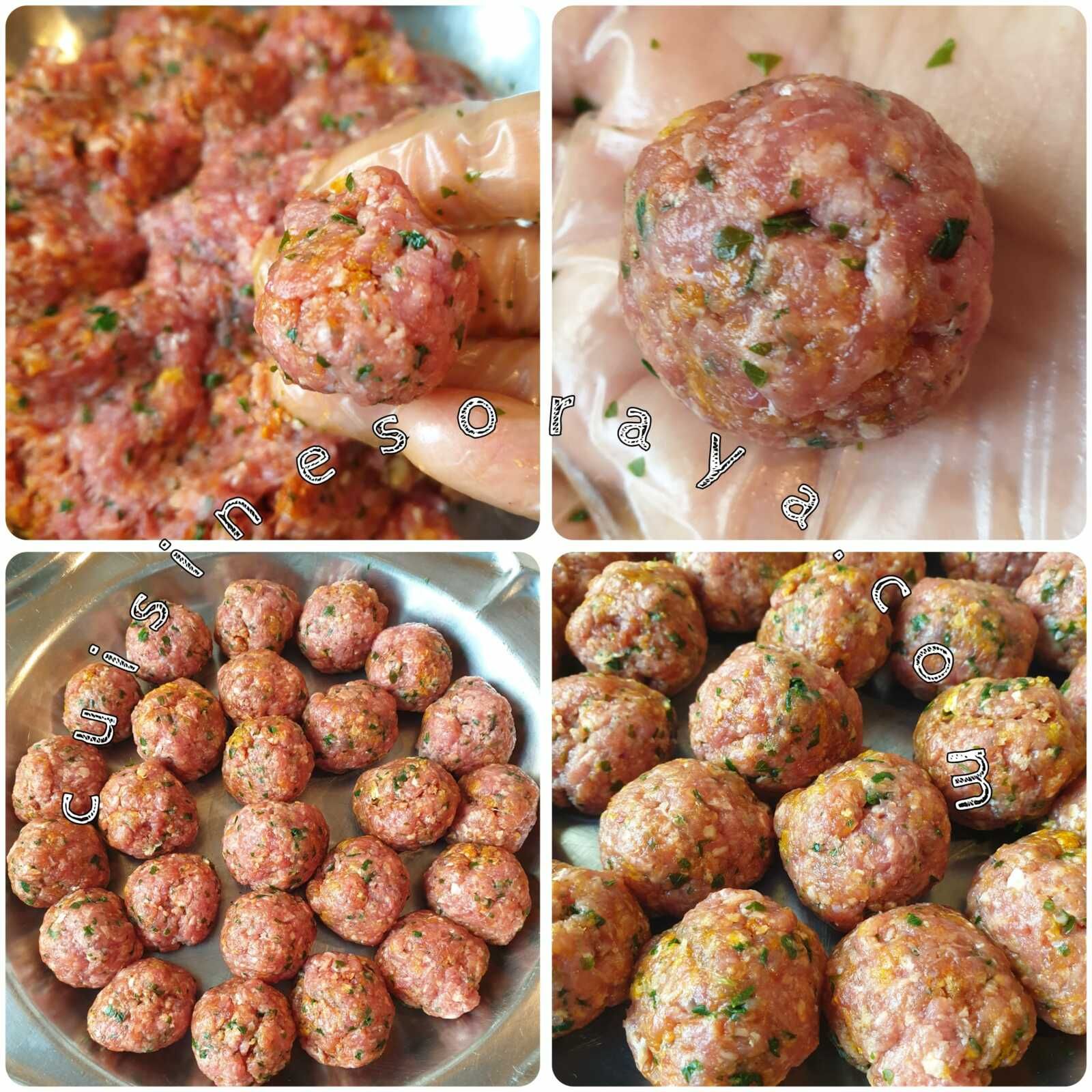 Riz aux légumes et boulettes de kefta sauce tomate