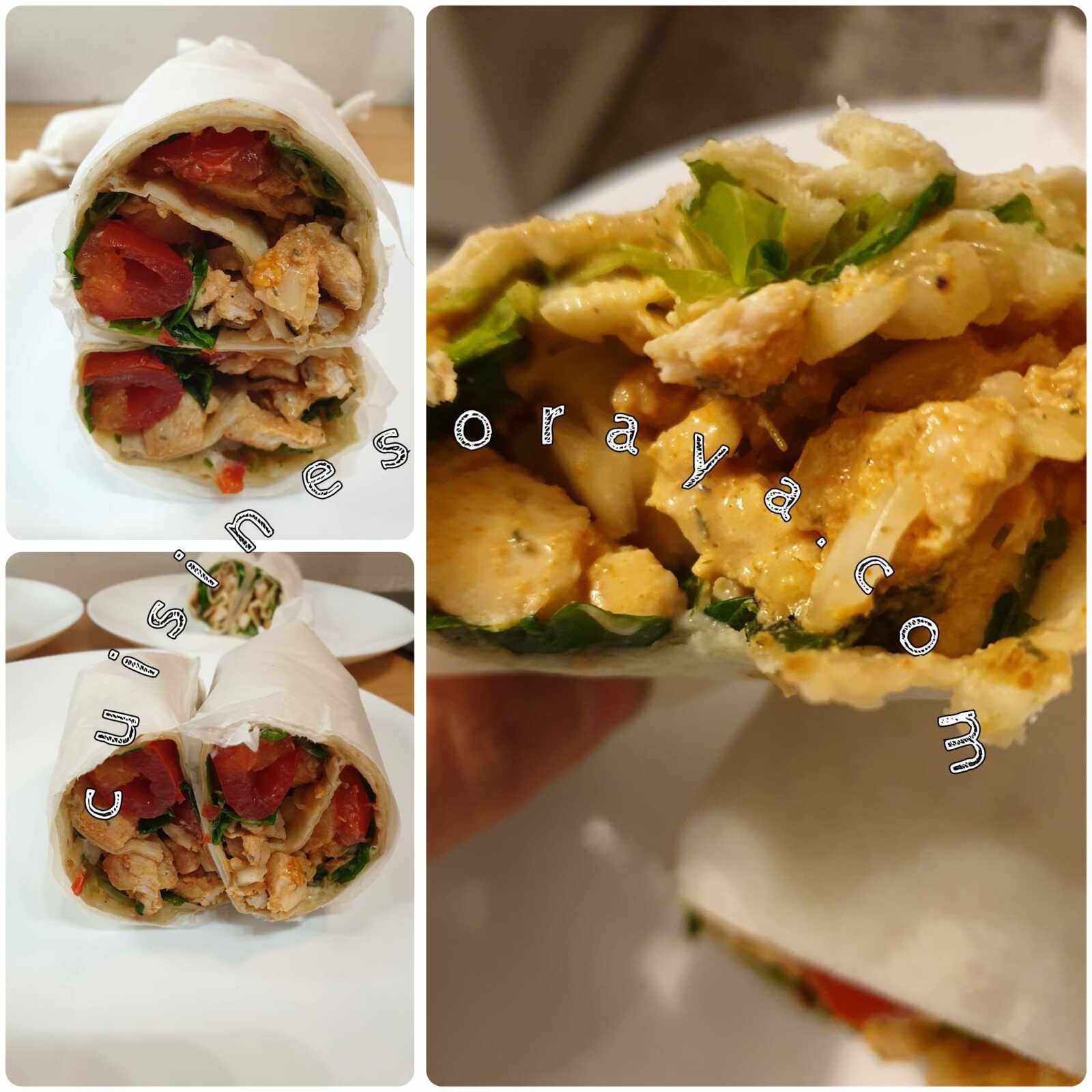 Wrap poulet grillé et crudités sauce au fromage blanc