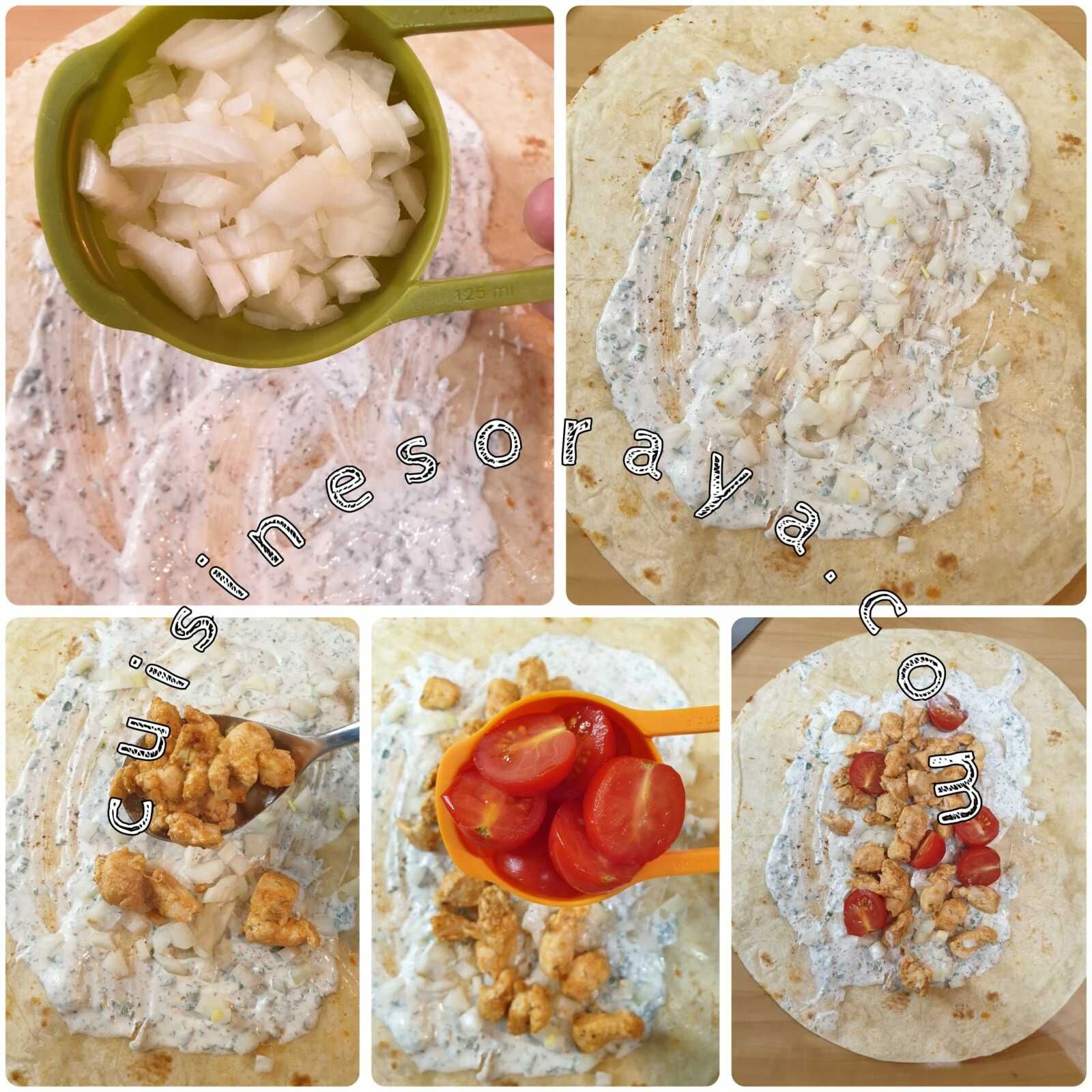 Wrap poulet grillé et crudités sauce au fromage blanc