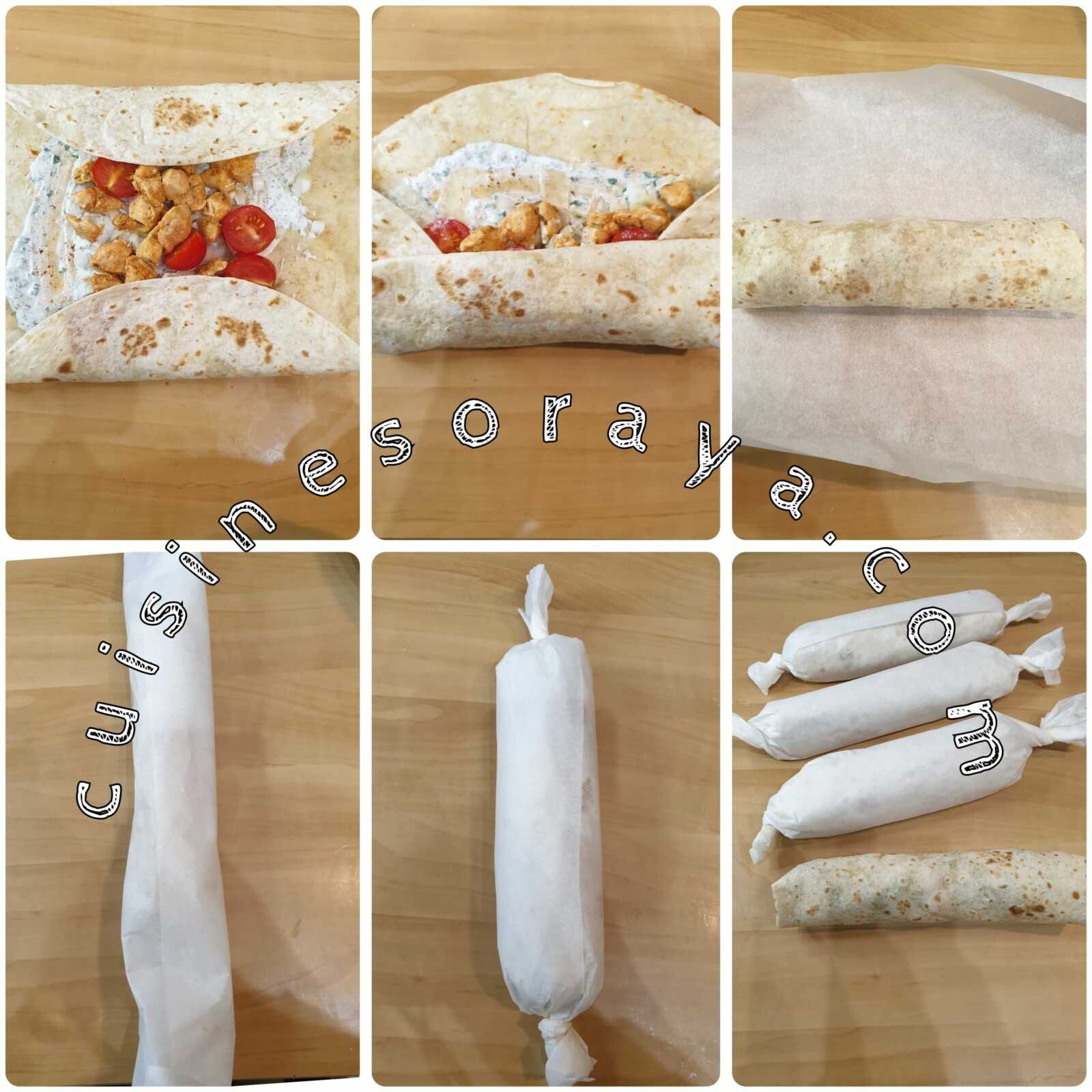 Wrap poulet grillé et crudités sauce au fromage blanc