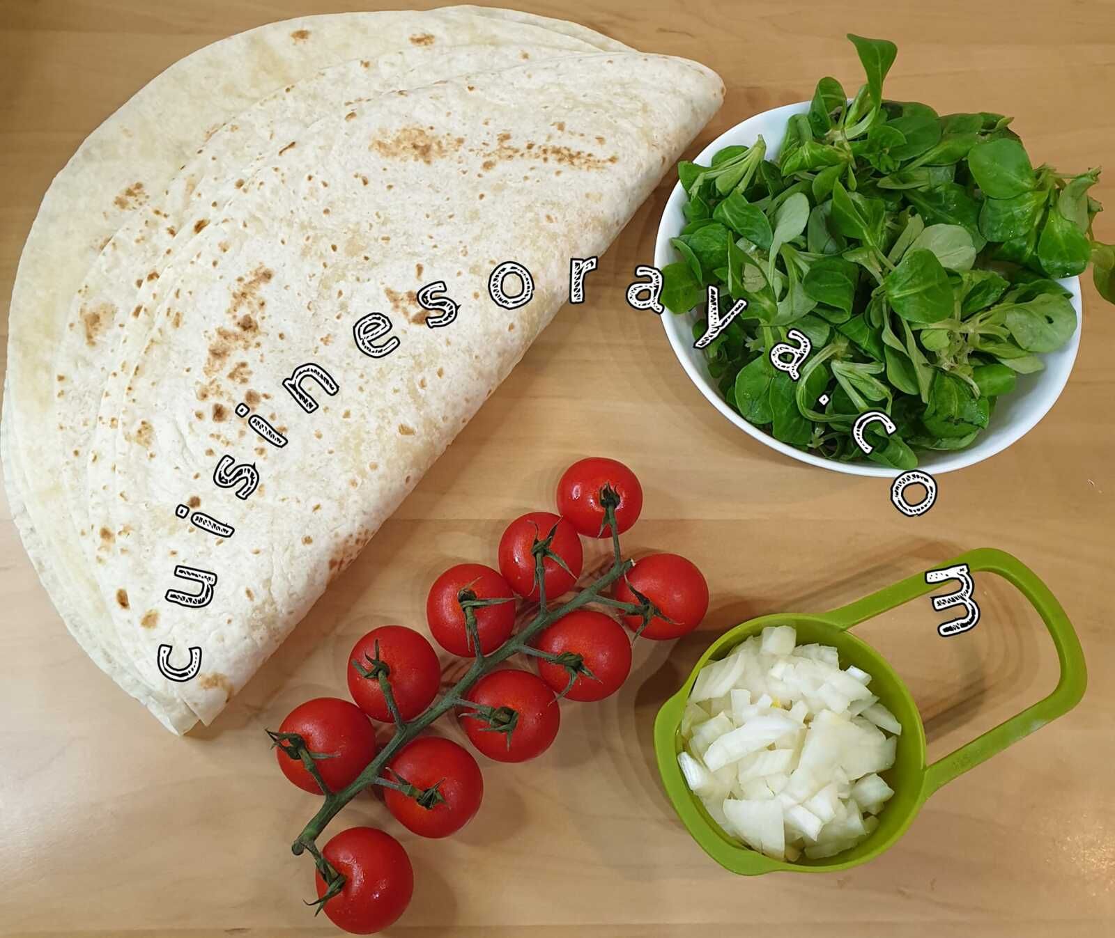 Wrap poulet grillé et crudités sauce au fromage blanc