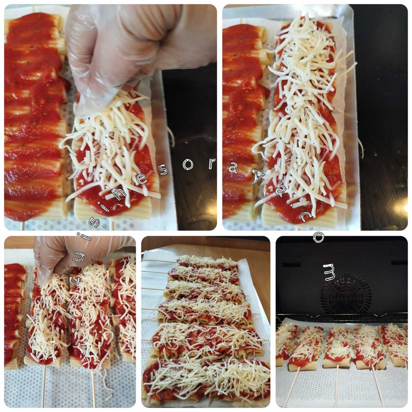 Brochettes de pâtes penne façon pizza