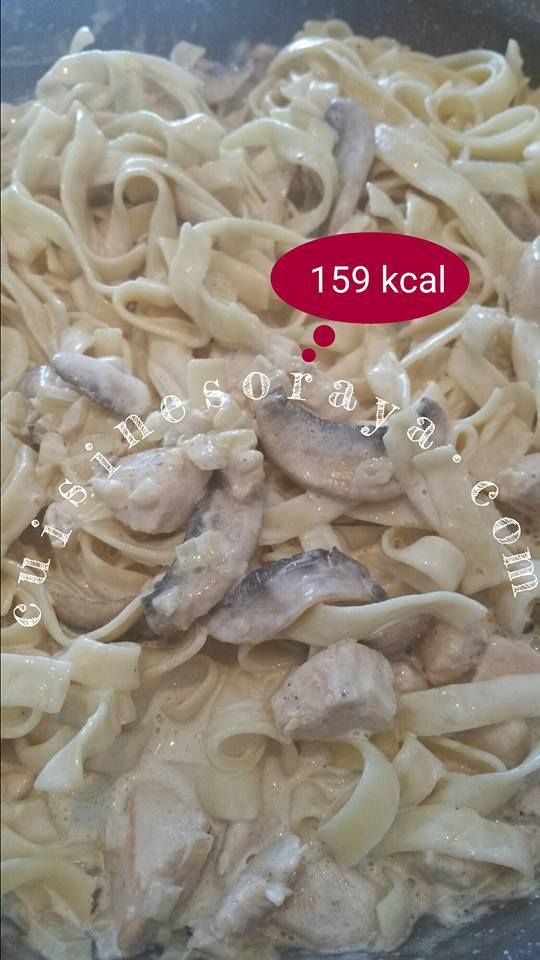 Pâtes à la crème poulet et champignons