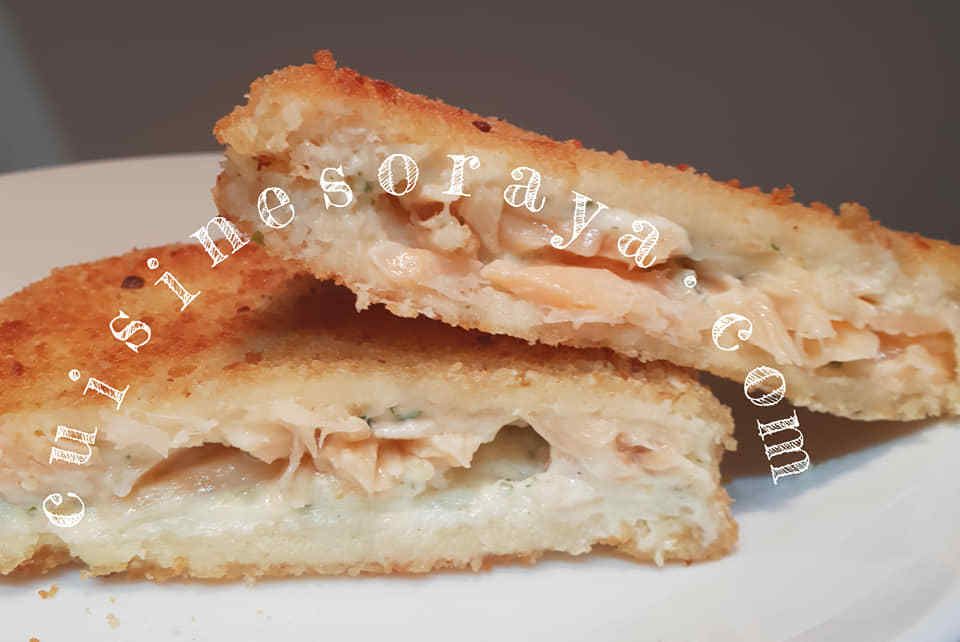 Croque panés au saumon fumé ou au poulet