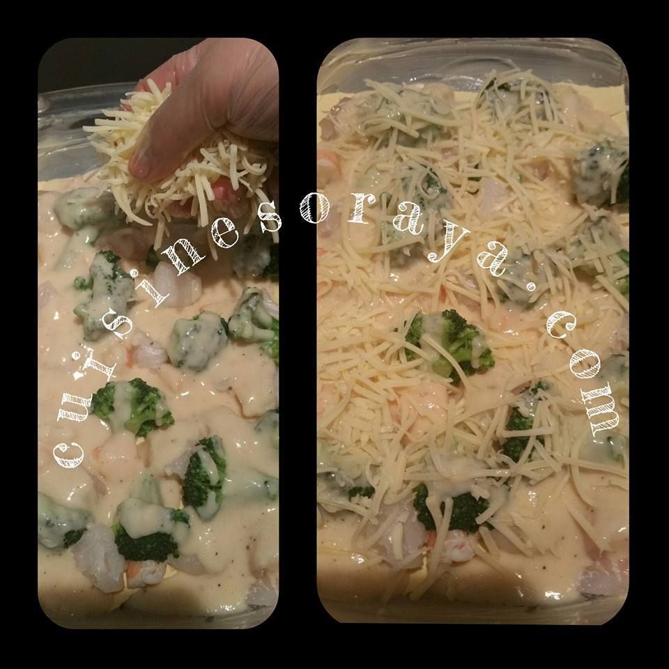 Lasagne au cabillaud, au brocoli et aux crevettes