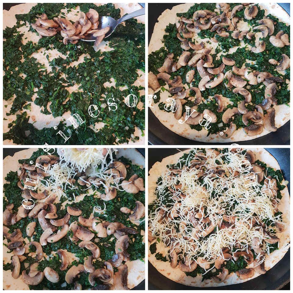 Galette aux épinards, champignons et fromage