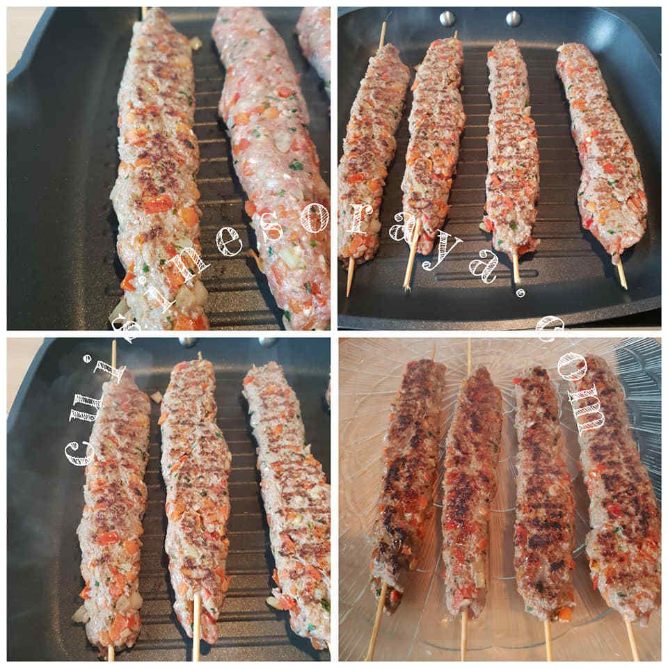 Brochettes de viande hachée aux légumes