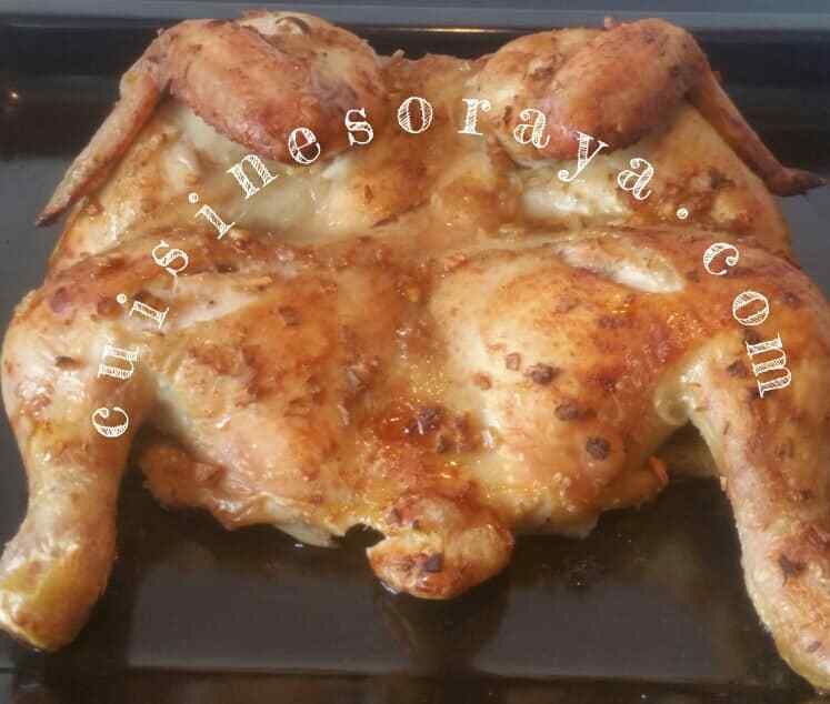 Poulet au four à la citronnelle en crapaudine