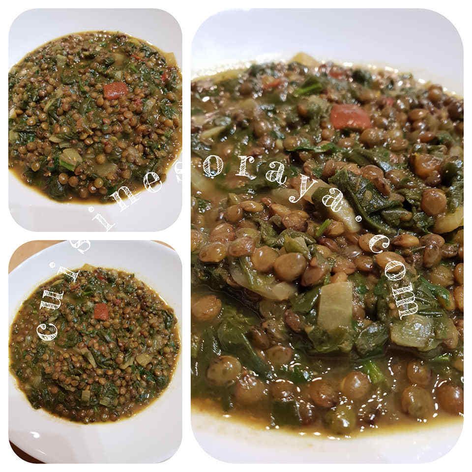 Curry de lentilles vertes aux épinards