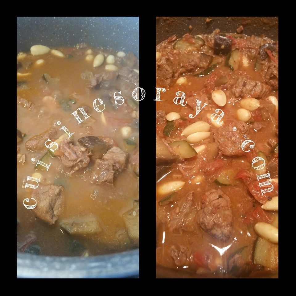 Mijoté boeuf, courgettes, aubergines et aux amandes