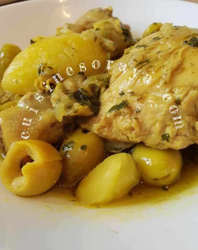 Tajine de poulet aux olives et pommes de terre