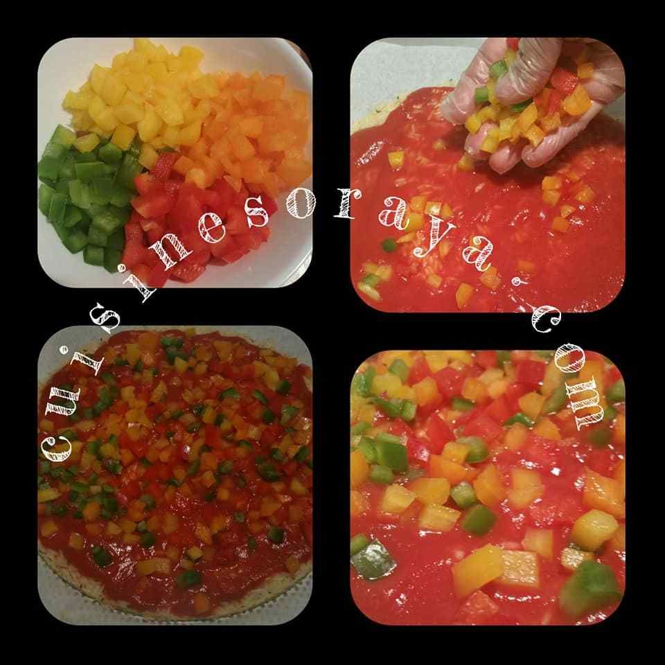 Pizza riz aux légumes et thon