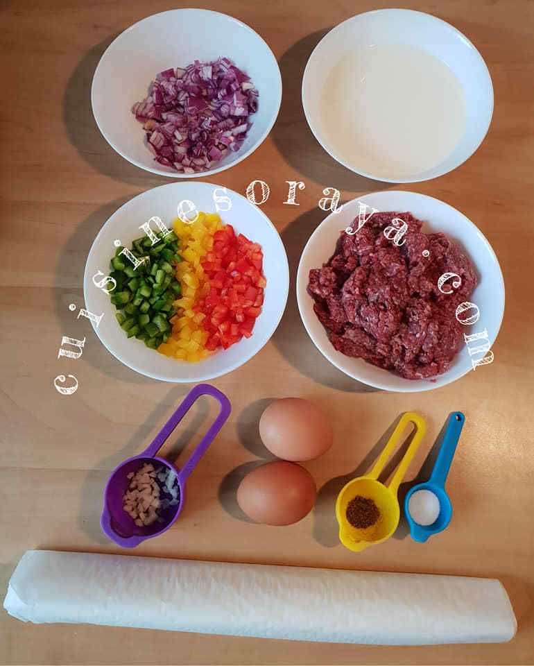 Quiche à la viande et aux trois poivrons