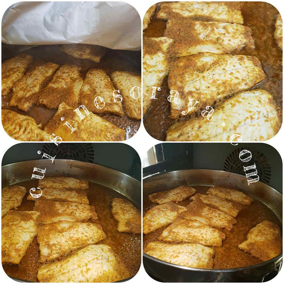 Bar au four à la sauce aux crevettes et au poivron grillé