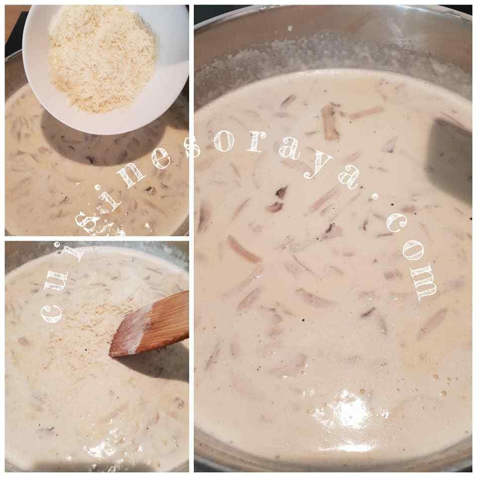 Linguini all'Alfredo aux champignons