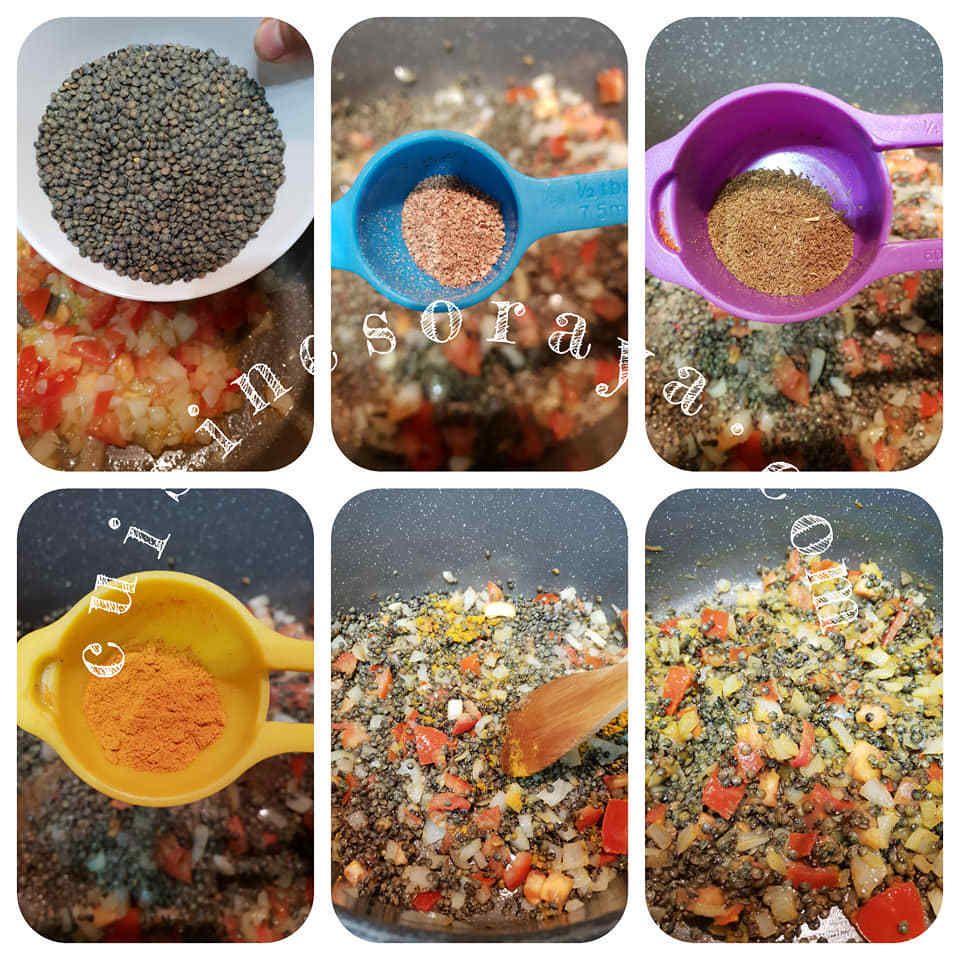 Curry de lentilles vertes aux épinards