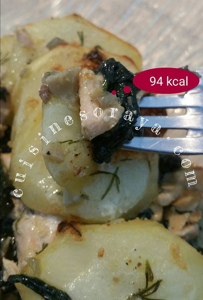 Gratin pommes de terre, saumon, épinards