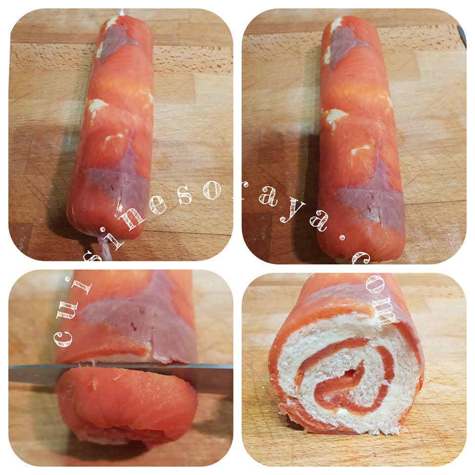 Rouleaux de saumon ou au poulet.