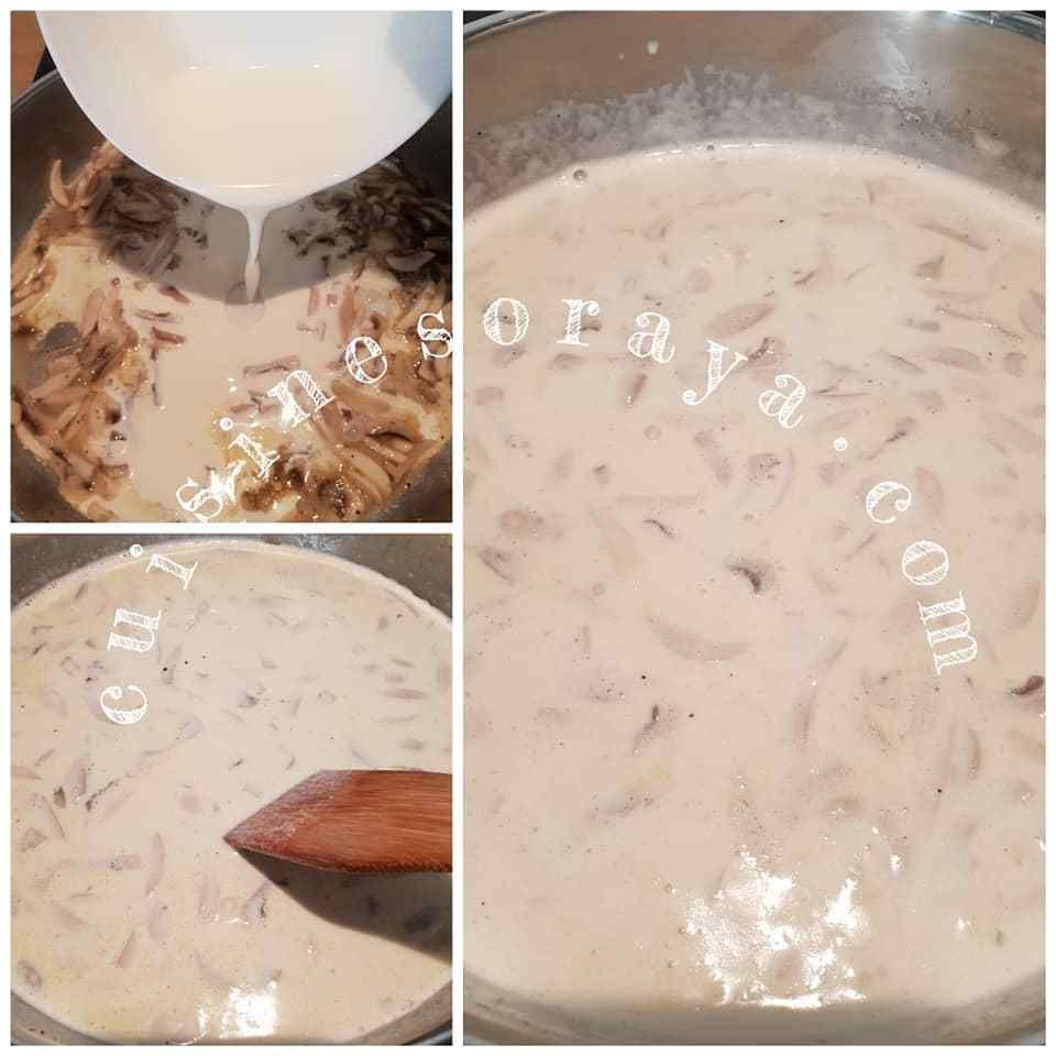 Linguini all'Alfredo aux champignons