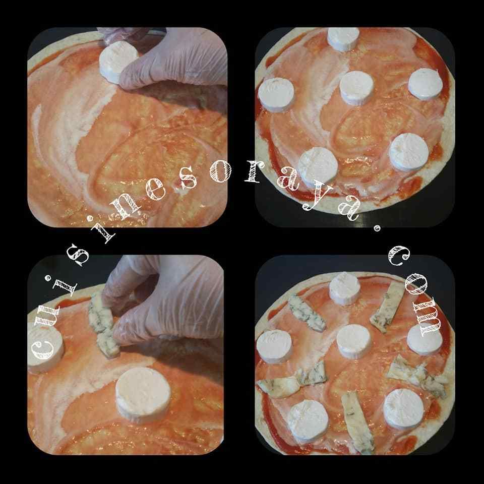 Pizza wrap thon poivrons et aux 3 fromages.