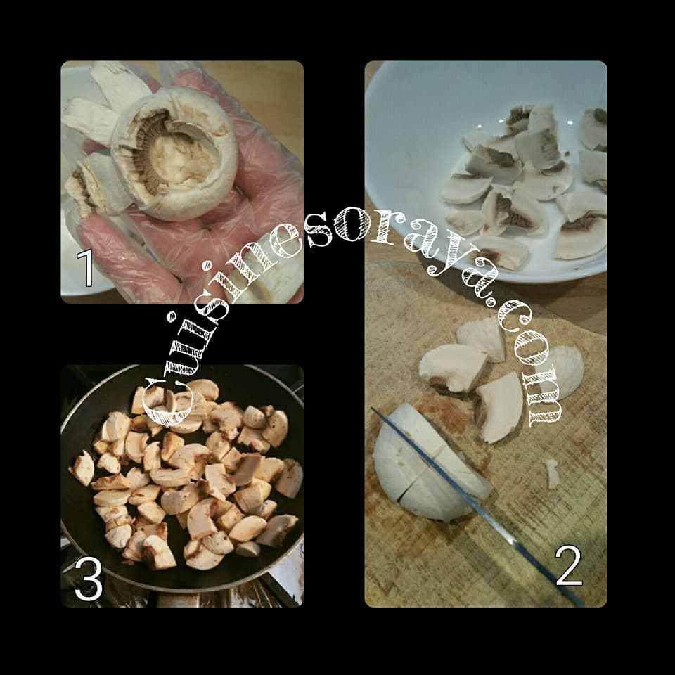 Crêpes aux fromage, lardons et champignons.