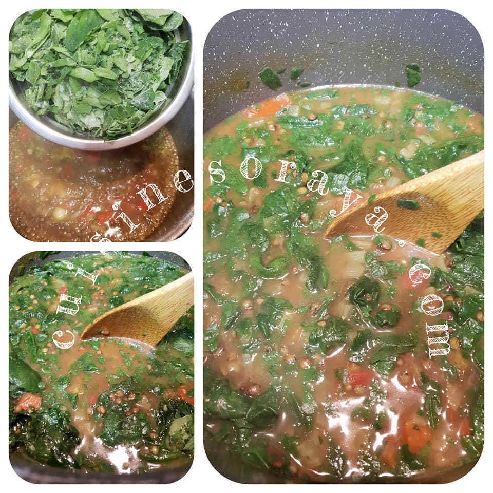 Curry de lentilles vertes aux épinards