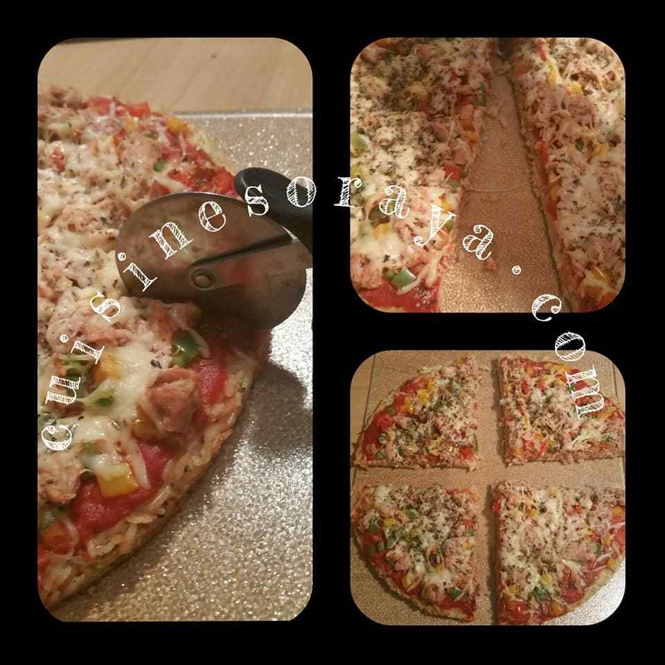Pizza riz aux légumes et thon