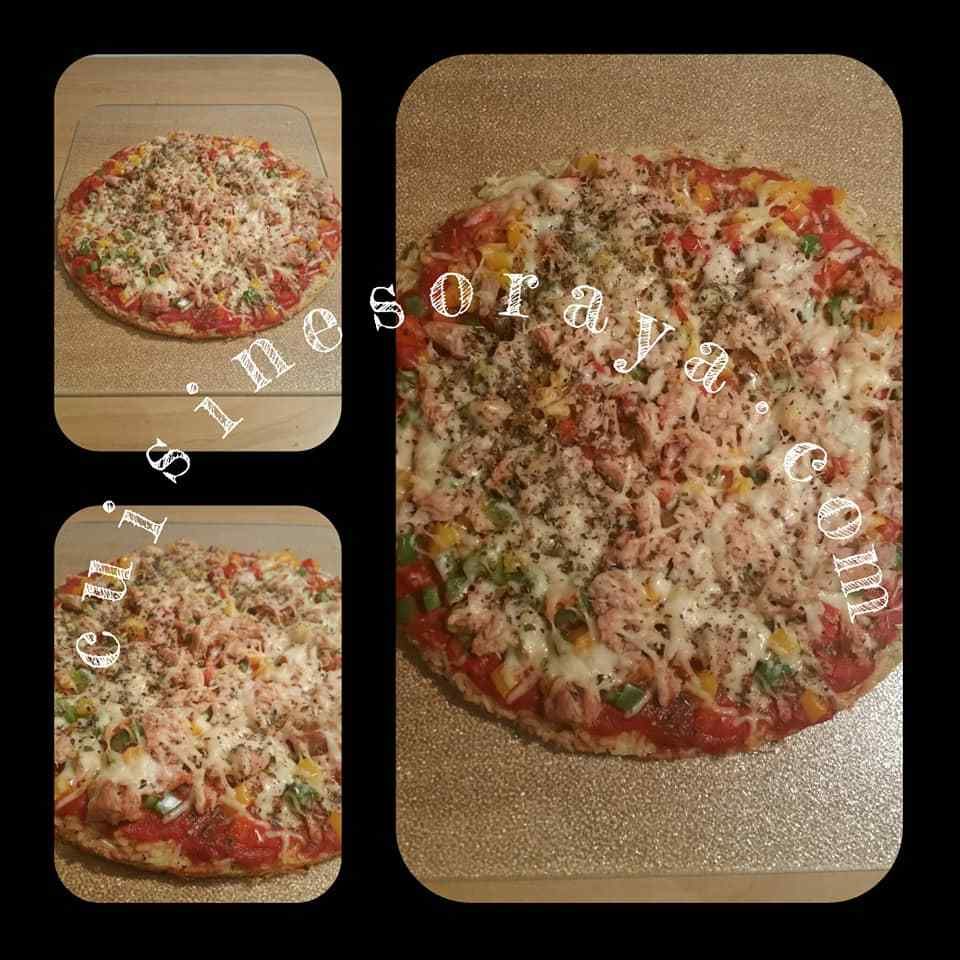 Pizza riz aux légumes et thon