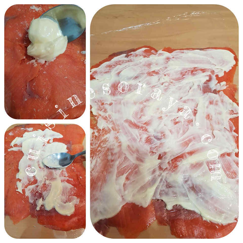 Rouleaux de saumon ou au poulet.
