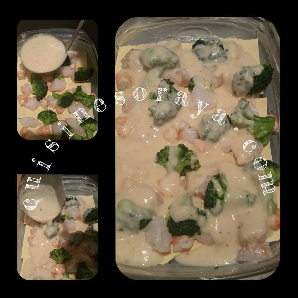 Lasagne au cabillaud, au brocoli et aux crevettes