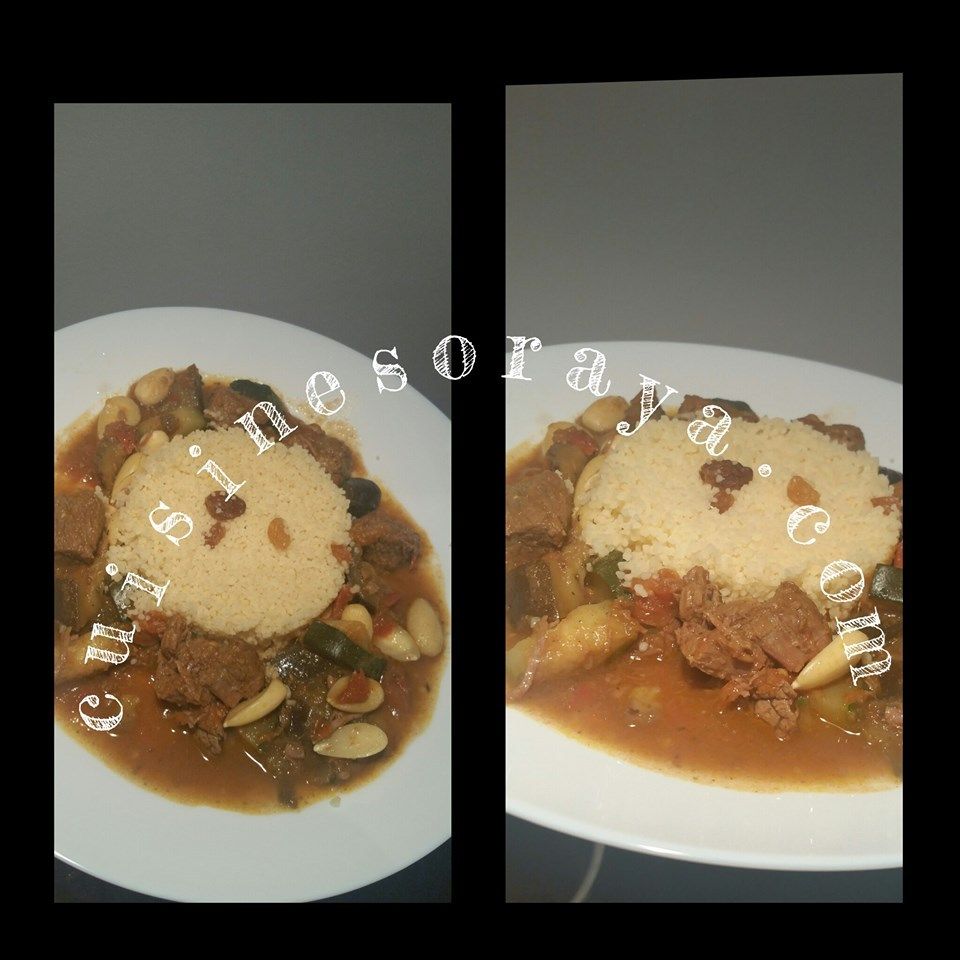 Mijoté boeuf, courgettes, aubergines et aux amandes