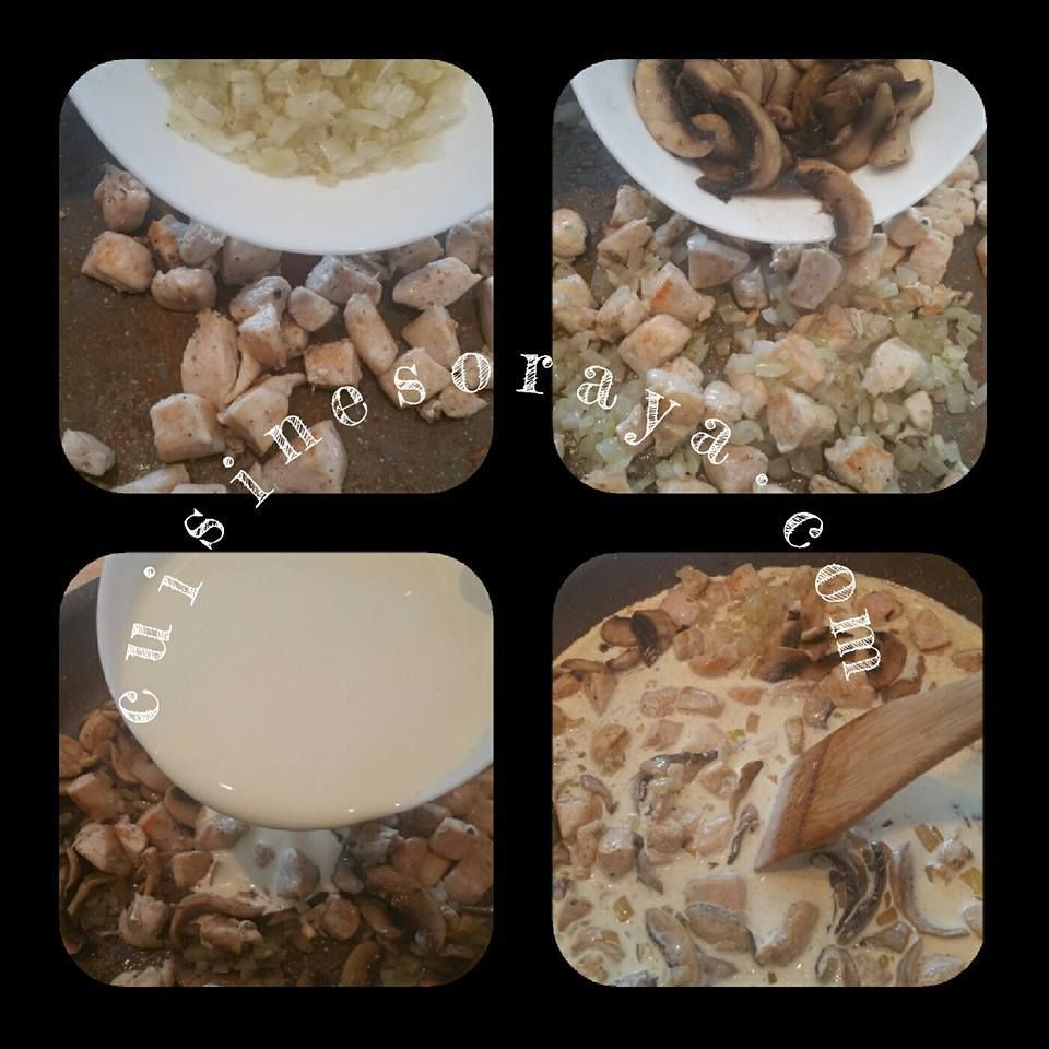 Pâtes à la crème poulet et champignons