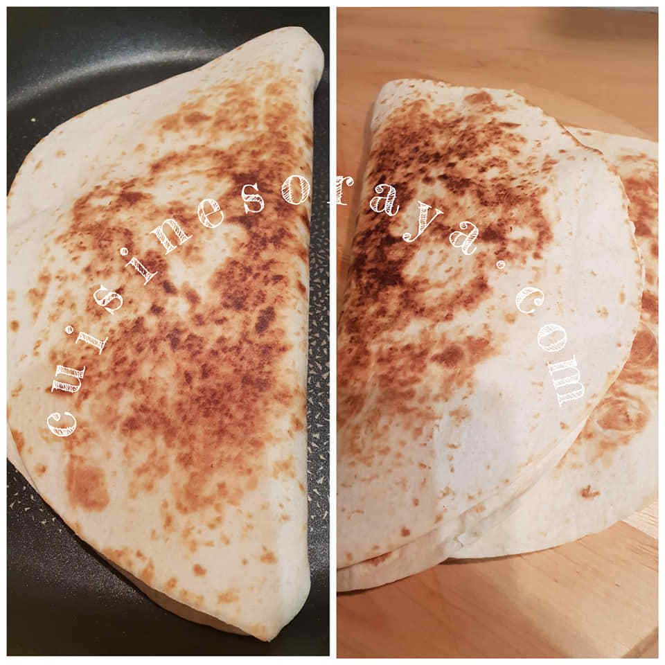 Quesadillas de poulet légumes et au fromage