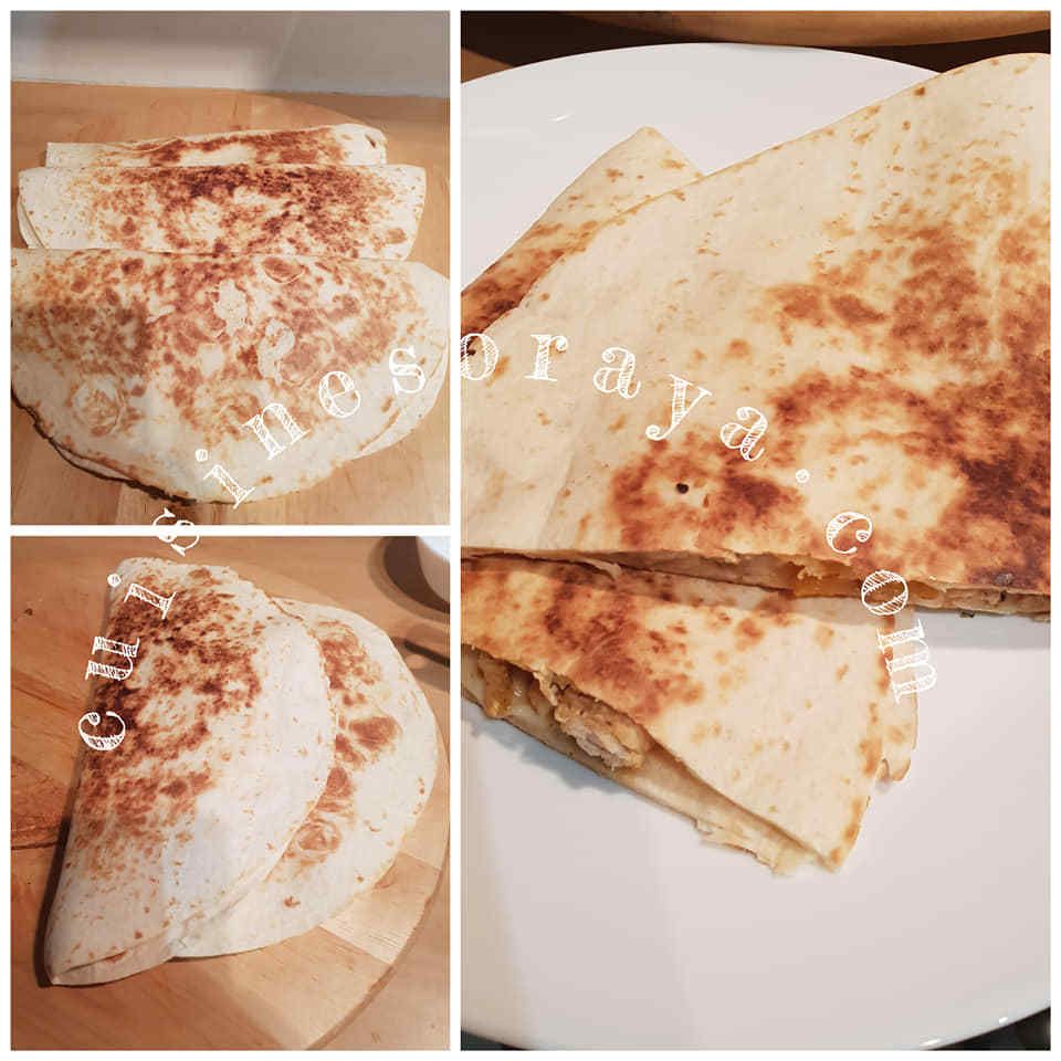 Quesadillas de poulet légumes et au fromage