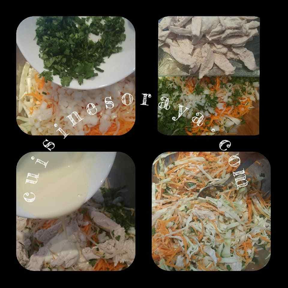 Salade de chou et de poulet.