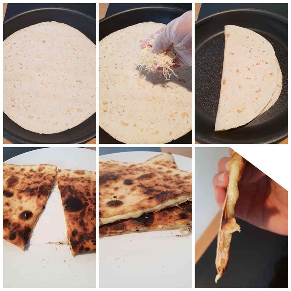 Quesadillas de poulet légumes et au fromage
