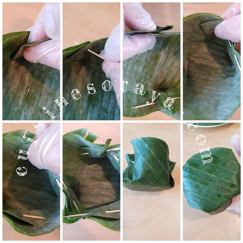 Saumon à la vapeur dans des feuilles de bananier