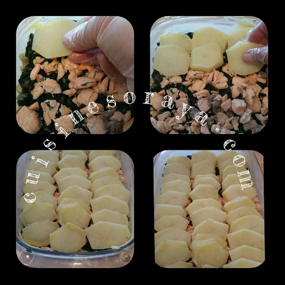 Gratin pommes de terre, saumon, épinards