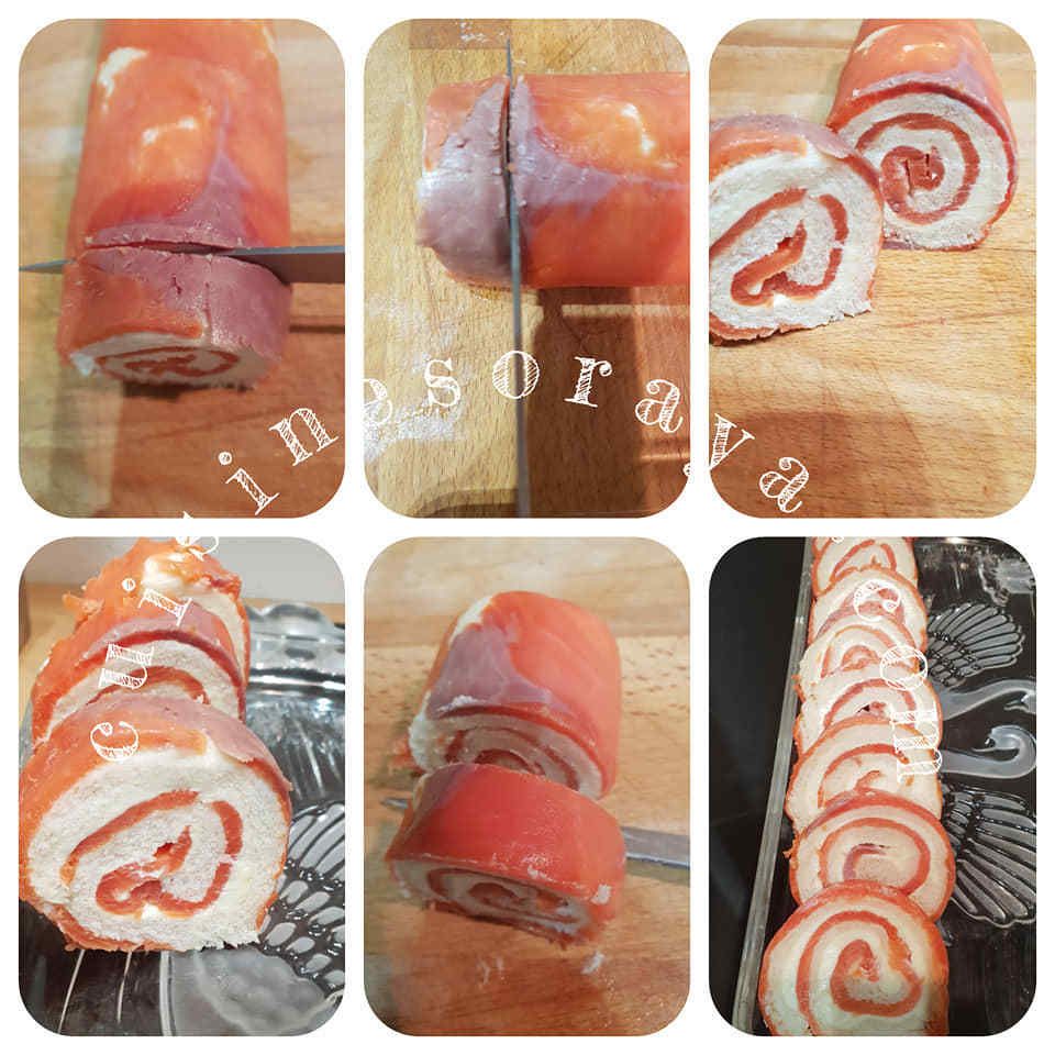 Rouleaux de saumon ou au poulet.
