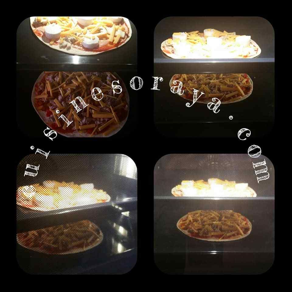 Pizza wrap thon poivrons et aux 3 fromages.