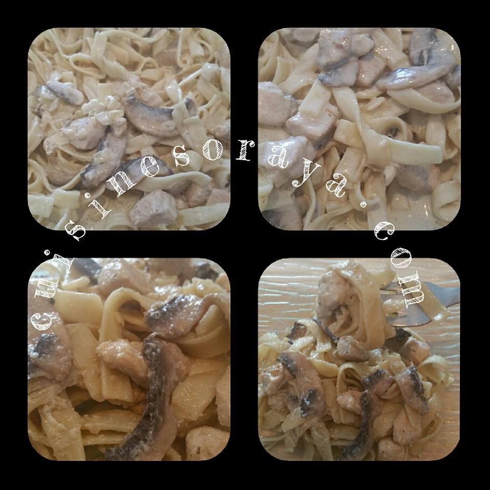 Pâtes à la crème poulet et champignons