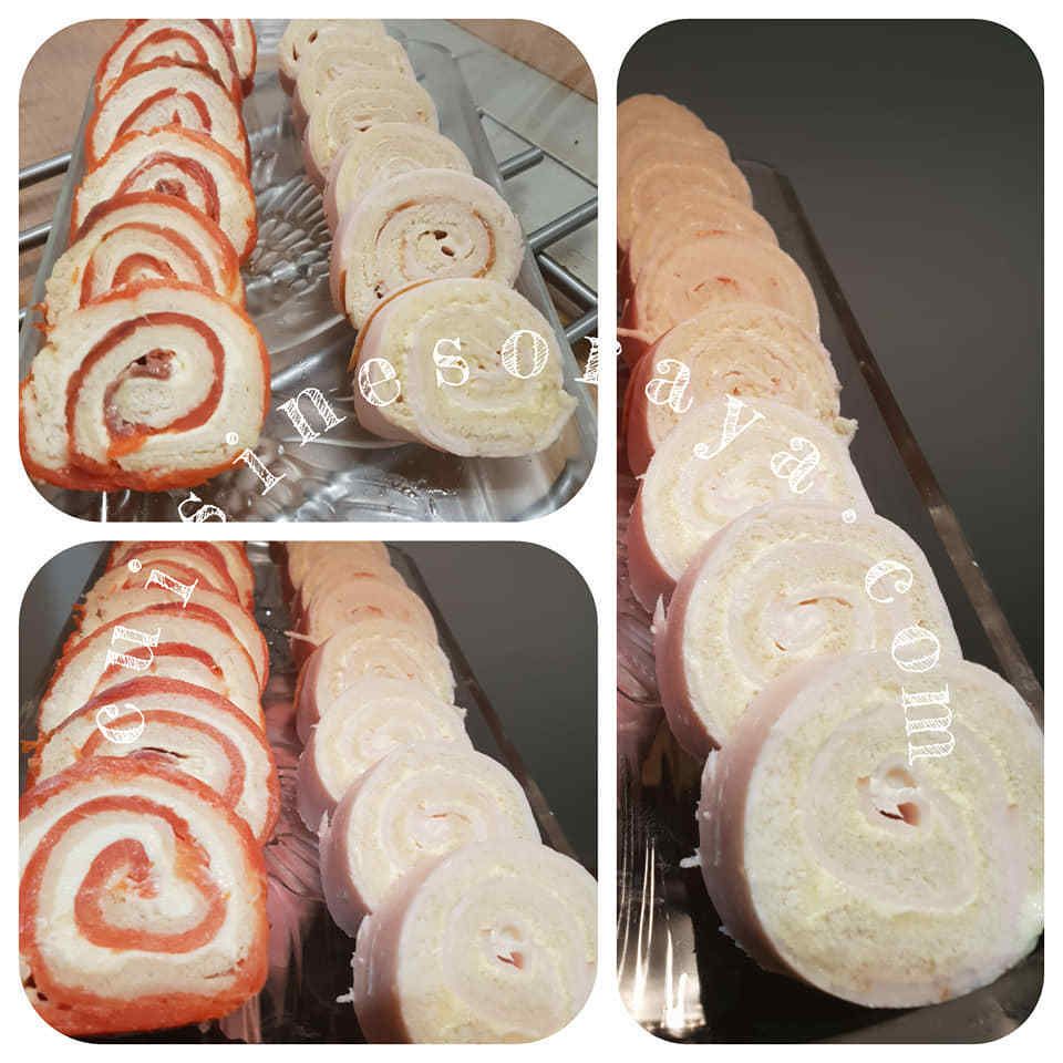 Rouleaux de saumon ou au poulet.