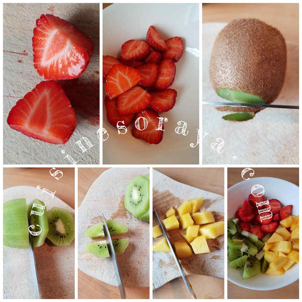 Méli mélo de fruits aux lait dans un melon