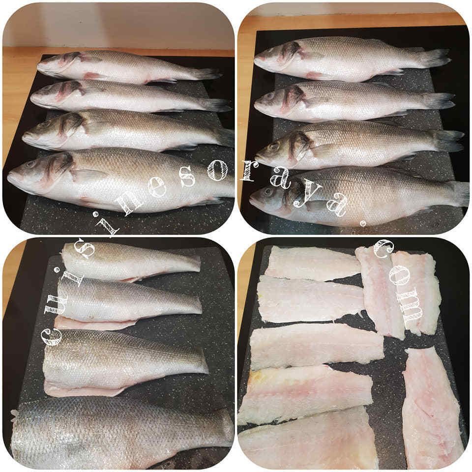 Bar au four à la sauce aux crevettes et au poivron grillé