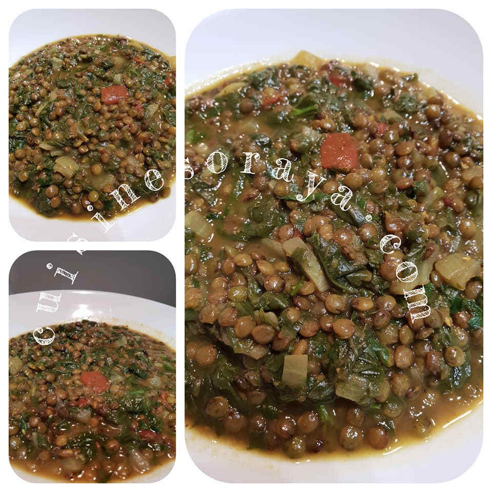 Curry de lentilles vertes aux épinards