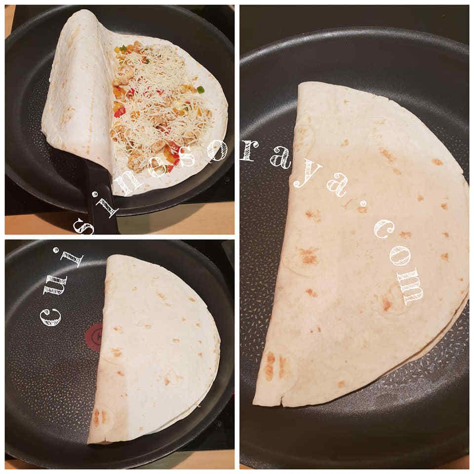 Quesadillas de poulet légumes et au fromage