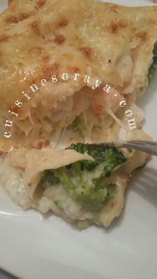 Lasagne au cabillaud, au brocoli et aux crevettes